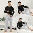 thumbnail image 3 of Men's Soft Cotton Pajama Set with Pockets - 2-Piece Breathable Long Sleeve Sleepwear & Loungewear, Drawstring Waist Comfort Fit,S, 3 of 11