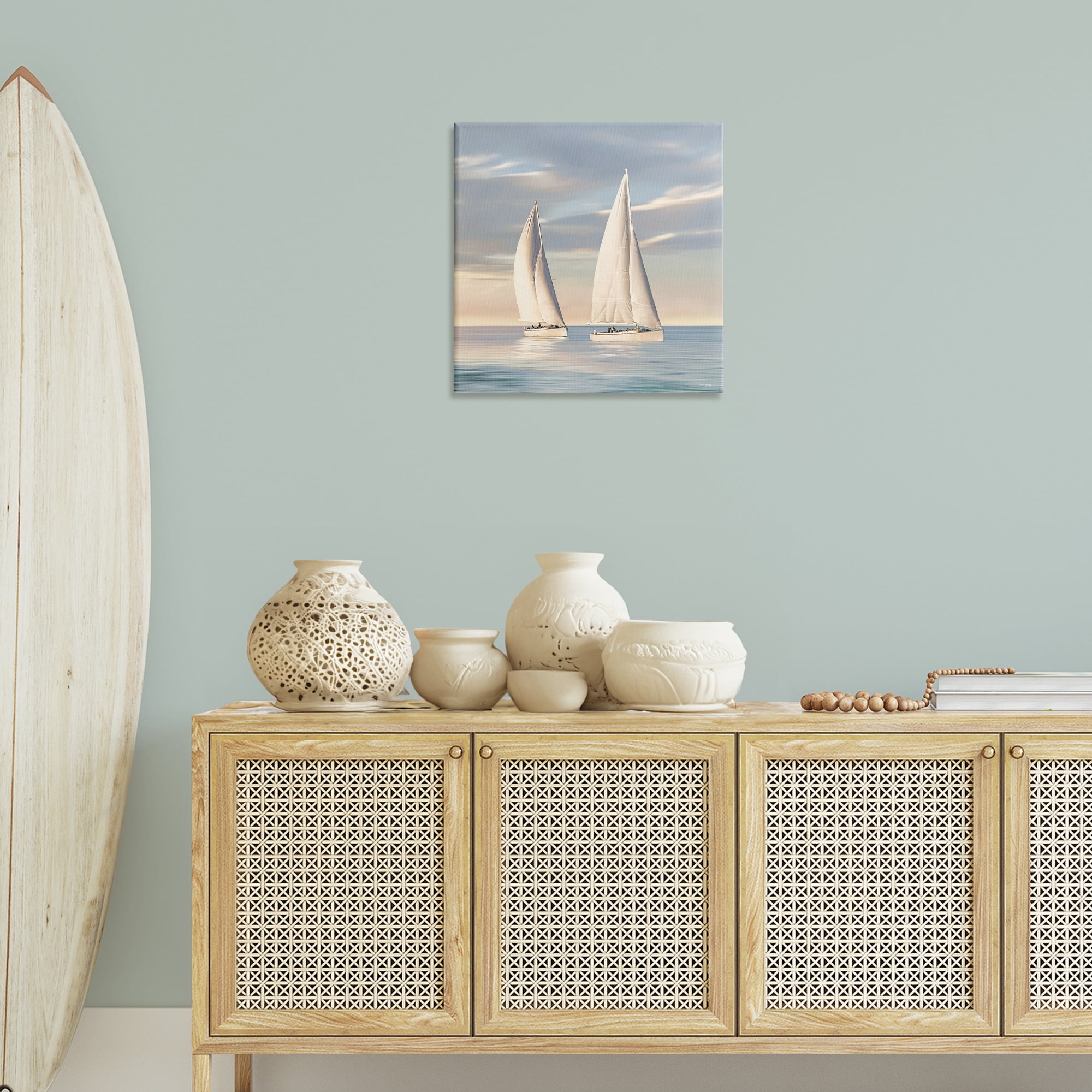Stupell Industries Two Mighty Sailboats Transportation Painting Gallery Wrapped Canvas Art Print Wall Art, 24 x 24