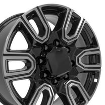 OE Wheels CV96 20 Inch Rims Fit GMC Sierra 2500/3500 AT4 Style 8x180 20x8.5 Gloss Black Machined - Hollander 5950 (Set of 4)