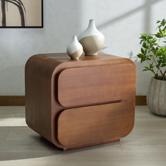 Safvaieh Couture Herald Modern Wood Nightstand, Brown