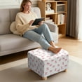 thumbnail image 3 of Xoenoiee Pink Bow Print Square Ottoman Cover, Stretch Footstools Covers, Plush Foot Stool Slipcover, Removable Footrest Stool Sofa Slipcovers, Folding Storage Stool Furniture Protector, L, 3 of 7