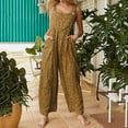 thumbnail image 4 of Aayomet Womens Jumpsuits Wide Women's Straps Prints Leg Vintage Jumpsuit with Pockets Floral Women's Jumpsuit,Yellow L, 4 of 5