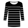 thumbnail image 4 of Ecqkame Summer Tops for Women Fashion Printed 3/4 Sleeve Round Neck Breathable Comfy Loose Casual Tops Womens Blouse Black B L, 4 of 4