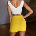 thumbnail image 2 of HXWCHs Women's Elegant High Waist Pleated Bodycon Mini Skirt for Evening Party Nightclub Outfits Yellow XXL, 2 of 4