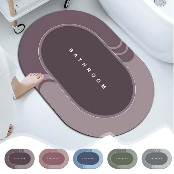 RFUGUG Bath Rugs, Diatomaceous Non Slip Quick Dry Super Absorbent Thin Bathroom Rugs, Soft and Comfortable Bathroom Rug-Shower Rug for in Front of Bathtub, 16x24 in