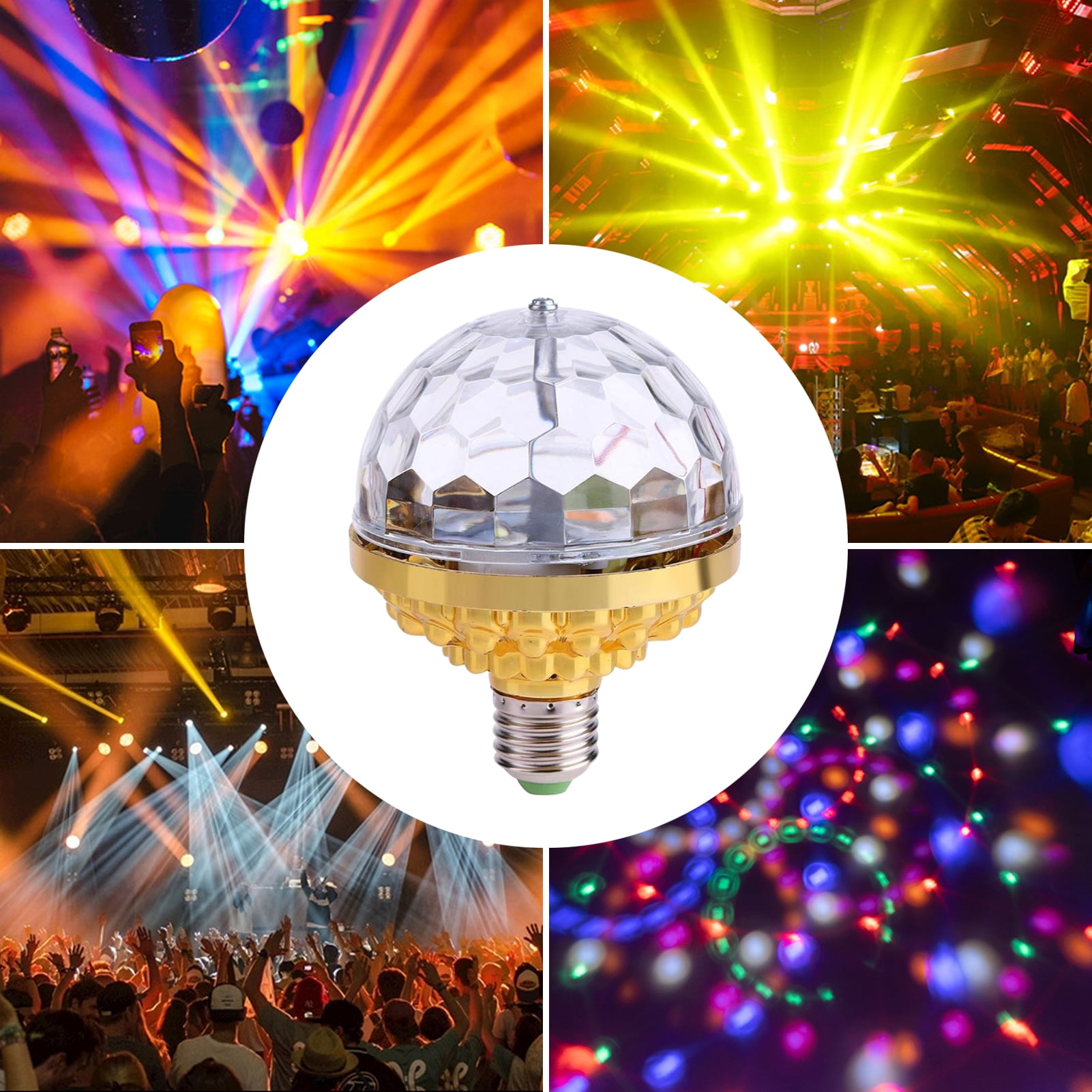 Colorful Rotating Magic Ball Light, Colorful Rotating Disco Ball Light with  Plug Sockets LED RGB Party Bulb for Home Dance Bar Party Wedding (1 pcs)
