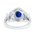 thumbnail image 6 of Oval Art Deco Ring Blue Sapphire CZ 925 Sterling Silver Size 5, 6 of 6