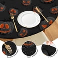 thumbnail image 4 of Vintage Spooky Halloween Night Tablecloth - Elastic Fitted Waterproof Cover with Pumpkin Bat Print,44 inch Round Elastic Tablecloth, 4 of 7