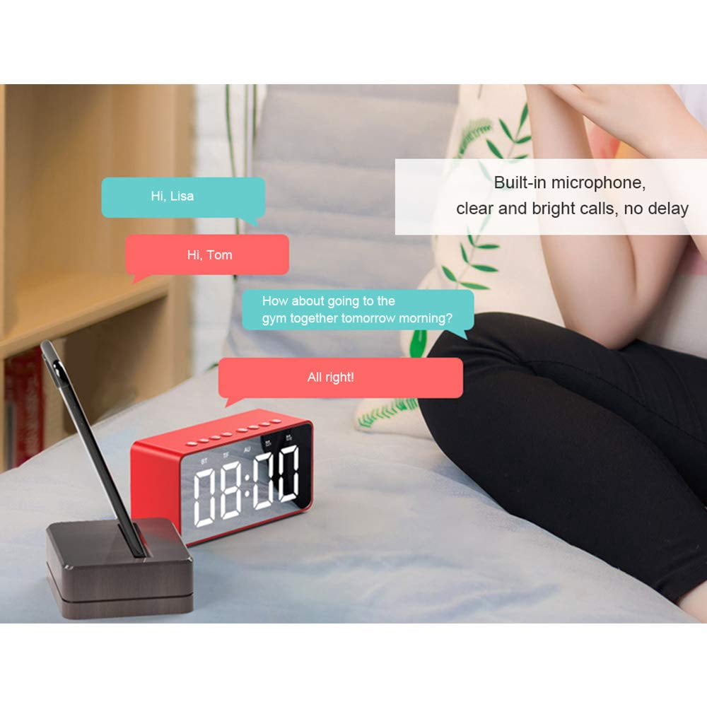 Alarm Clock, Radio, Bluetooth Wireless Speaker - Nightstand Large Display Clock - Black