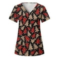 thumbnail image 1 of Snorda Haut de Blouse Médicale pour Femmes Mode Manches Courtes Col en V Uniformes de Travail avec Poche Imprimée, 1 of 4