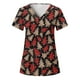 thumbnail image 1 of Camisas Navideñas Para Mujer Moda de Manga Corta Con Cuello en V Tops Uniforme de Trabajo Blusa Con Bolsillo de Impresión Tops Odeerbi ODB201381, 1 of 4