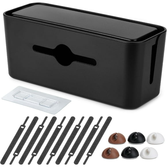 Bates- Cable Management Box, Large, Cable Organizer Box, Cord Organizer Box, Cable Box Organizer, Cord Management Box, Cord Hider Box, Cord Box for Wires on Floor, Power Strip Cover Box Baby Proof