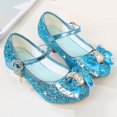 thumbnail image 4 of Yammkia Girl's Dress Shoes Mary Jane Glitter 1.5 in Low Heel Wedding Party Princess Shoes for Toddler/Little/Big Kids (Blue,2.5), 4 of 5