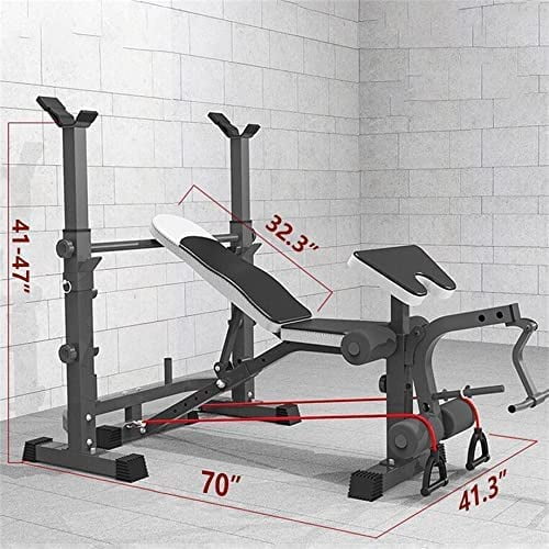 660lbs Weight Bench Set With Squat Rack, 6 in 1 Bench Press Set with  Preacher Curl Pad, Weight Benches for Home Gym With Leg Extension, Foldable
