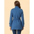 thumbnail image 4 of Abrigo de invierno con cinturón y bolsillos con doble botonadura y cuello alto para mujer azul polvoriento S, 4 of 6
