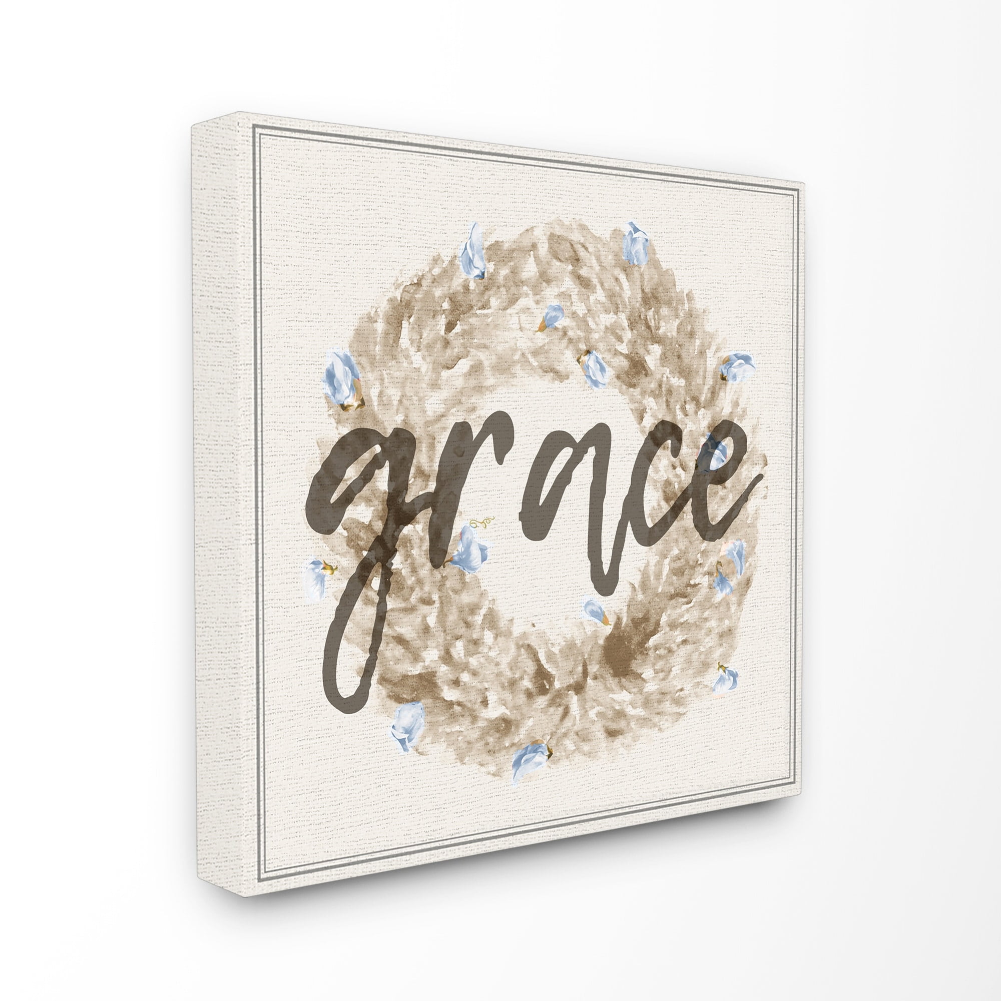 Stupell Grace Floral Wreath Canvas Wall Art 17 x 17