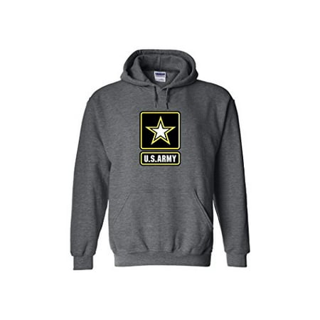Army Logo Hooded Sweatshirt - US Army Emblem Logo PT Hoodie United States Army Hooded Sweatshirt (Small, Gray)