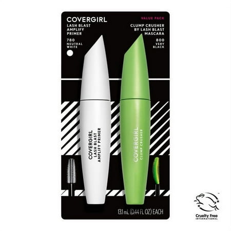 COVERGIRL Clump Crusher Mascara & Lash Blast Amplify Eyelash Primer Pack 1 count Mascara Volume Mascara Volume and Length Mascara Lengthening Mascara Double the Volume Instant Lash Boost