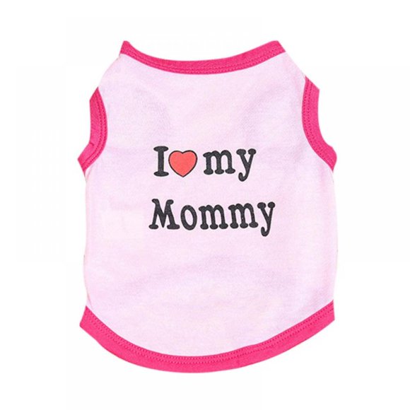 Dog Vest I Love My Mommy Puppy Cotton Clothes Sleeveless Costume Vest Clothes Apparelfor Small Pet Dogs Cats