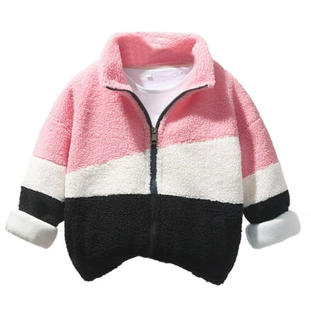 

dmqupv Little Boy Coats Kids Toddler Babys Girls Boys Spring Winter Patchwork Hooded Coat of Many Colors Jacket Kids Outerwear Pink 12-13 Years