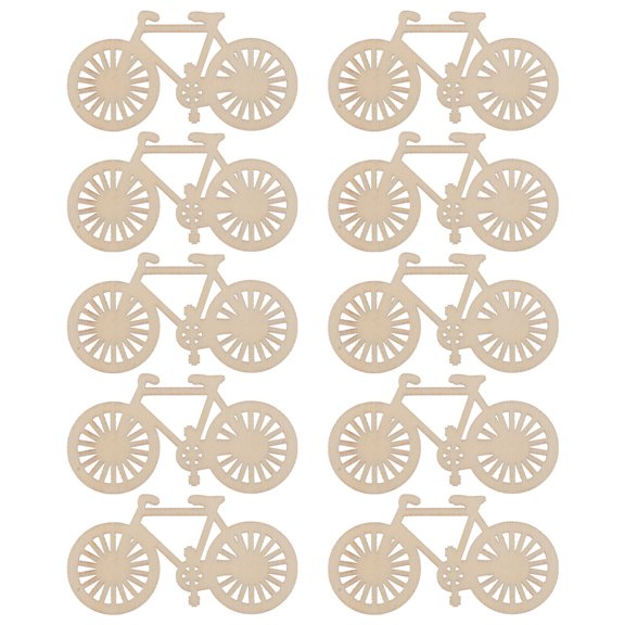 10 Pcs Wooden Bicycle Ornaments Bike Cutout Unfinished Wood Slices For Diy Crafting Party Supplies Decor