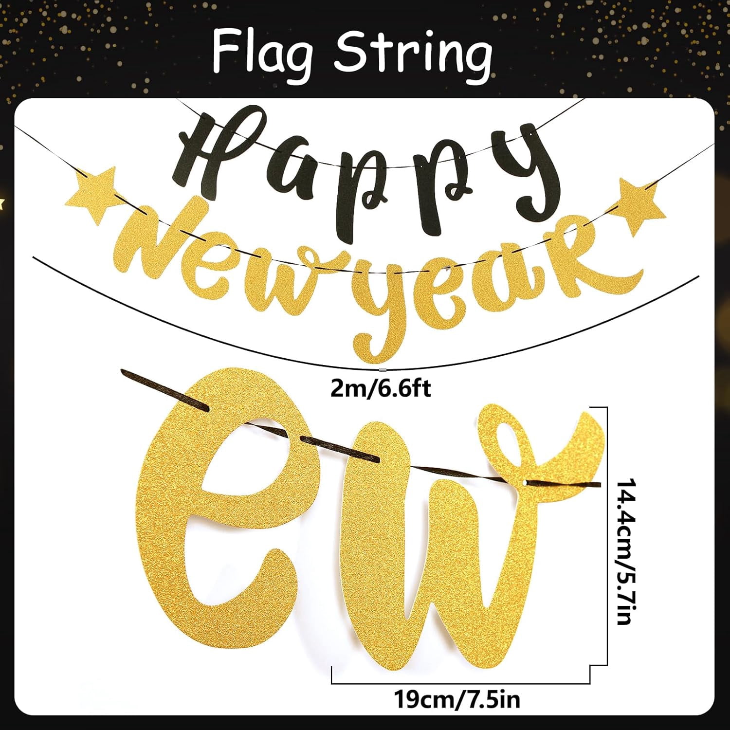 New Years Eve Party Supplies 2026, Happy New Year Decorations Black Gold Hanging Paper Fans Tissue Pom Poms Happy New Year Banner for 2026 New Year Party Favor Supplies Decorations