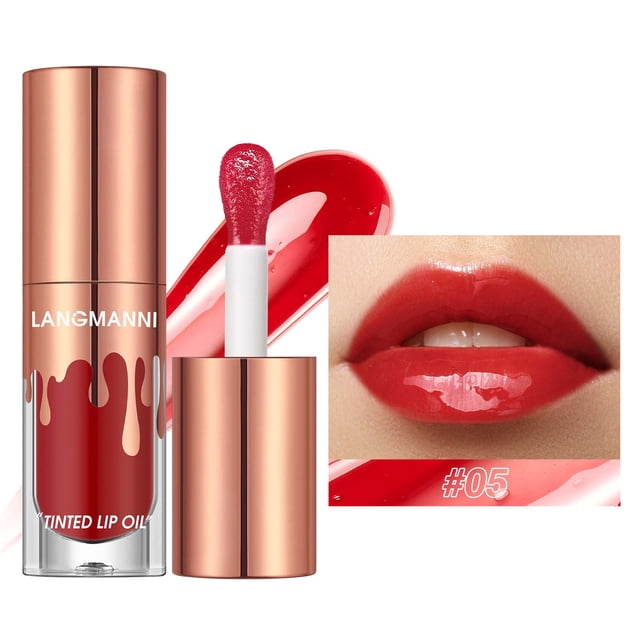 XWSHYW Lápiz Labial Espejo de Aceite Labial Hidratante y de Larga Duración, Líneas de Labios Que Se Desvanecen, Brillo de Labios Tridimensional Natural, 7Ml