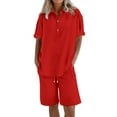 thumbnail image 2 of Nmmued Lounge Sets for Women, Linen Sets for Women 2 Piece, Short Sets for Women, Loungewear, Gauze Sets for Women 2 Piece, Watermelon Red 4XL, 2 of 8