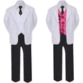 thumbnail image 2 of 7pc Satin Vest Neck+Tie Boy Baby Toddler Kid Teen Silver Formal Suit Tuxedo S-20, 2 of 3