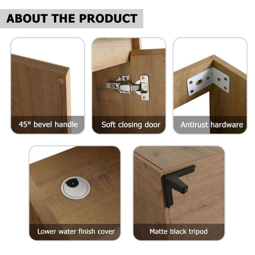 Litake 48 Inch Bathroom Vanity With Dual Sink Soft Closing Door Easy Assembly Bathroom Storage Cabinet For Small Space (47.6 x 18.3 x 34.6 Inches)