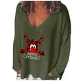 thumbnail image 1 of Mode Femme Décontractée Imprimé Col en V T-shirt Manches Longues Ample Blouse Pull, 1 of 9