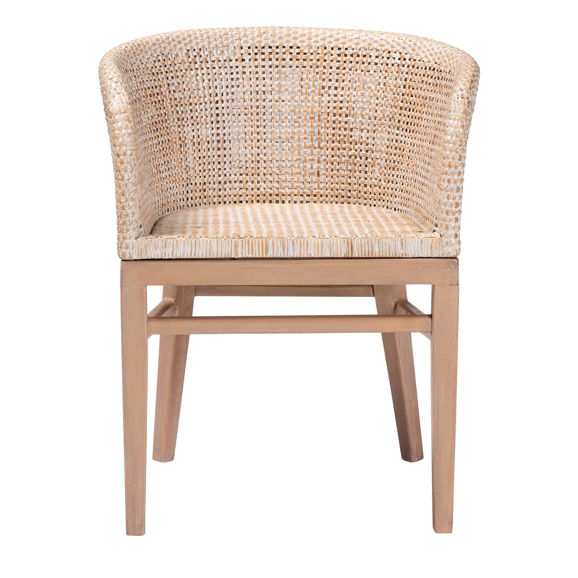 bali & pari Papua Boho Dining Chair, One Size, Antique white washed
