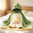 thumbnail image 6 of Halloween Wearable Blanket Cute Flannel Hoodie Shawl | Cartoon Animal Cozy Sofa Nap Wrap for Women 150x130cm Soft Oversized Loungewear Blanket with Hood Snap Button Closure(lxf), 6 of 7
