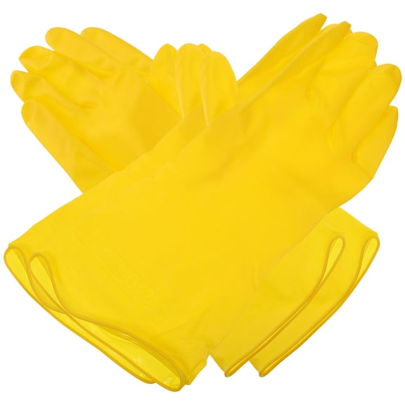 Houderco 2Pairs Yellow PVC Cleaning Gloves for Kitchen and Housework Fitted for Hands Thickened Design 12.4x4.4x0.08in
