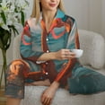 thumbnail image 5 of KLL Swimming Goggled Flamingo Print Women's Long Sleeve Pajamas with Pants Sleepwear Loungewear 2 Set-XX-Large, 5 of 7