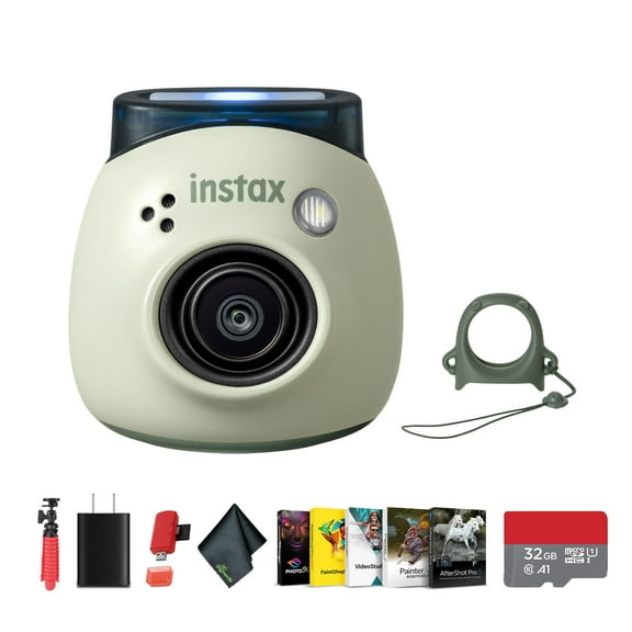 FUJIFILM INSTAX PAL Digital Camera (Pistachio Green) Bundle With 12 inch Flexible Tripod   Memory Card Wallet   USB Card Reader   Microfiber Cleaning Cloth   32GB Memory Card