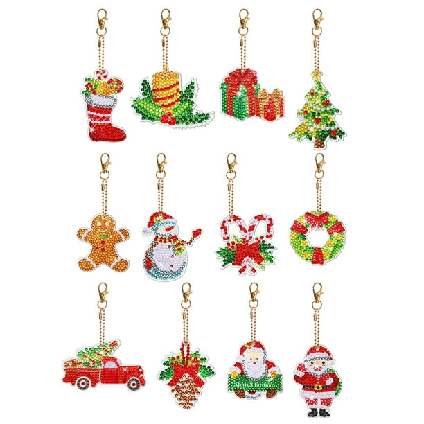 Llavero Con Diamante 12 Piezas Navidad Creativa Bonita para Fiesta en Casa