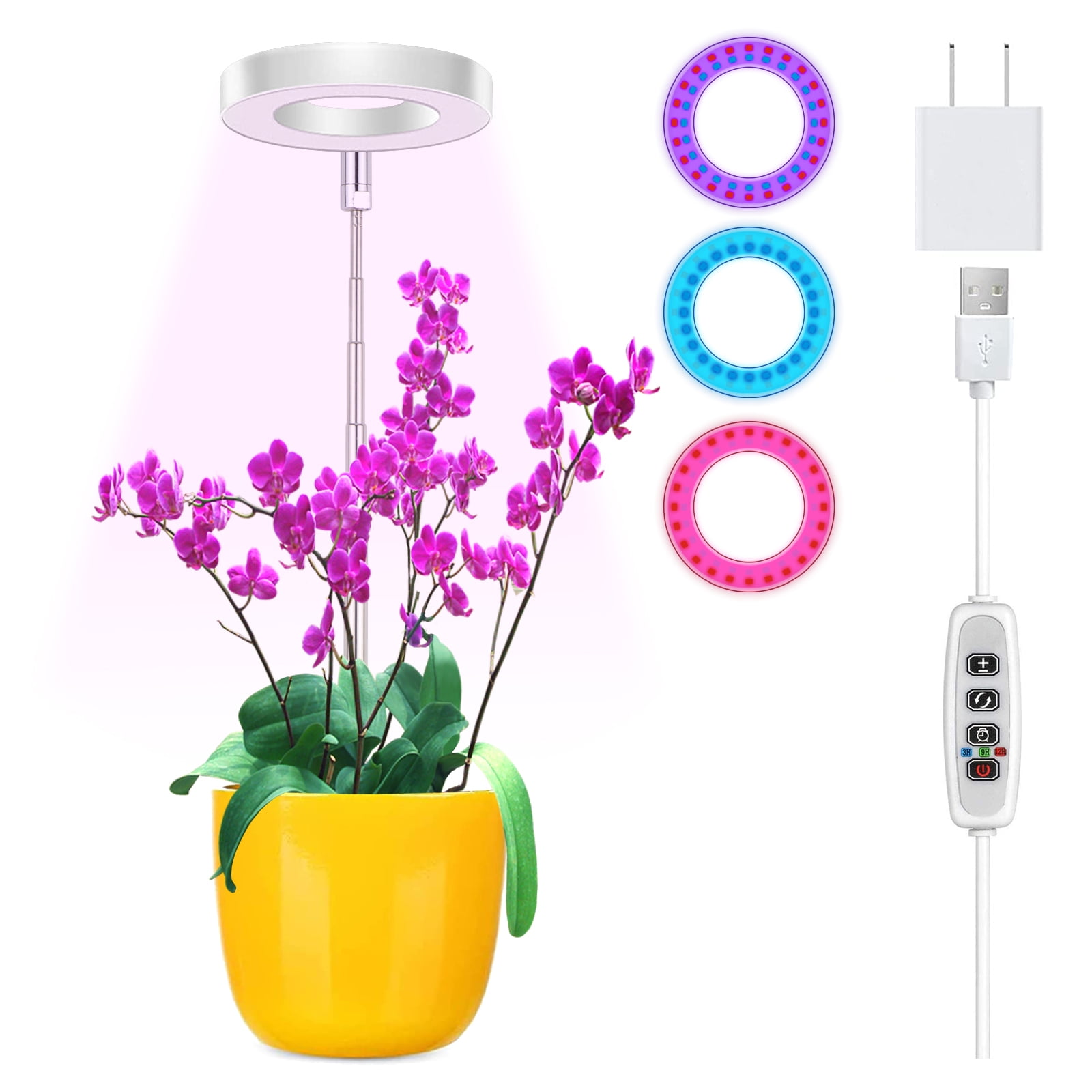 Plant Grow Light, Full Spectrum Plant Light for Indoor Plants, Brightness Adjustable LED Growing