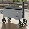 thumbnail image 3 of Dextrus 80 Quart Patio Rolling Cooler Cart with 360° Swivel Wheels,Outdoor Portable Beverage Ice Chest  Cart,with Handles, Bottle Opener & Drain , Gray, 3 of 10