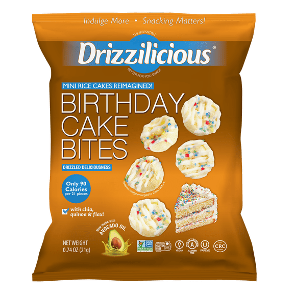 Drizzilicious Birthday Cake Mini Rice Cake Gluten Free Bites, 0.74 oz