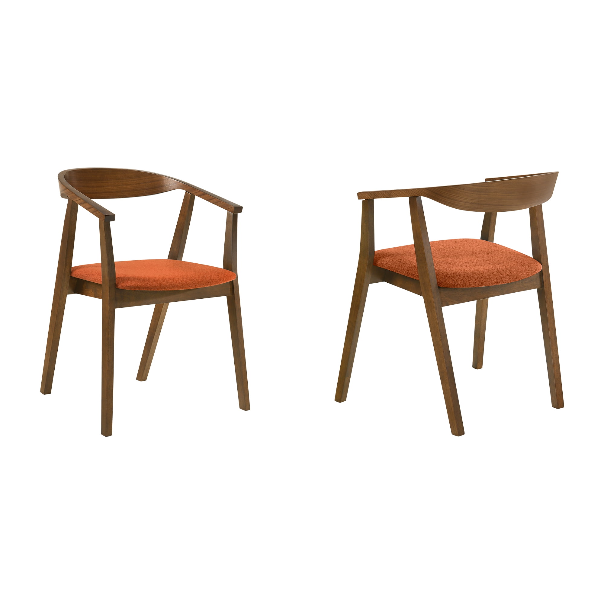 Santana Wood Dining Chair in Walnut Finish with Orange Fabric - Set of 6