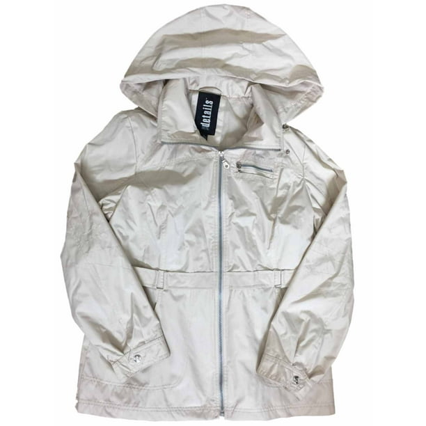 Womens Tan Lightweight Removable Hood Windbreaker Jacket Trench Coat Small  - Walmart.com
