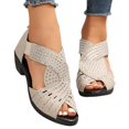 thumbnail image 2 of TrendOFT Women's Sandals Casual Toe Strap Rhinestone Back Zip Roman Summer Womens Flat Sandals White 42, 2 of 4