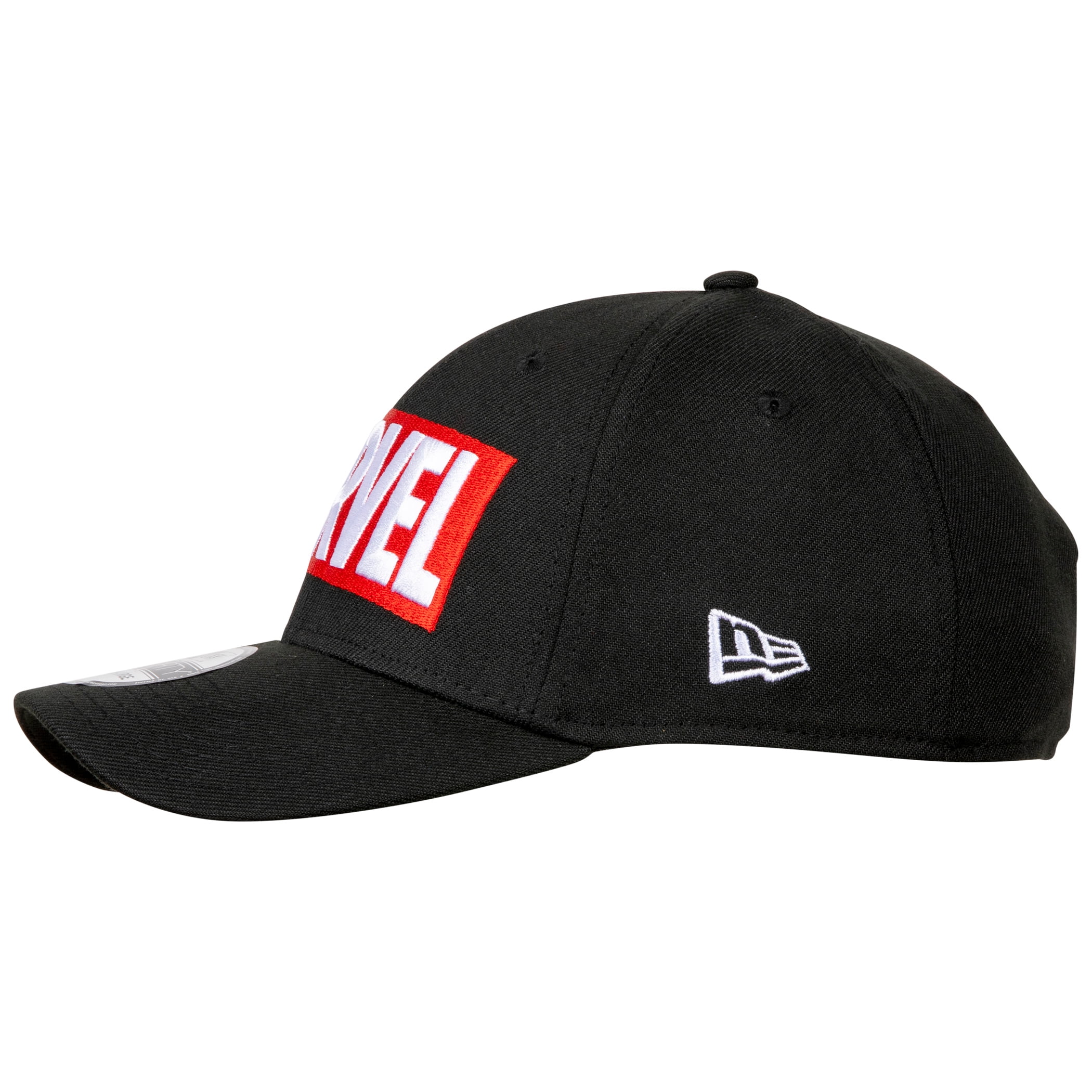 Marvel Brand Logo BLACK Label New Era 39Thirty Fitted Hat Marvel Brand Logo BLACK Label New Era 39Thirty Fitted Hat
