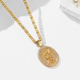 thumbnail image 4 of TANGPOET S925 Sterling Silver Gold Plated Saint Andrew Medal Necklace, Double Sided Oval Pendant with CZ for Men Women, 4 of 6