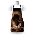 thumbnail image 3 of Western Apron, Wild West Themed Cowboy Hat and Old Ranching on Wooden Display Rodeo Cowboy Style, Unisex Kitchen Bib with Adjustable Neck for Cooking Gardening, Adult Size, Brown, by Ambesonne, 3 of 4