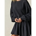 thumbnail image 3 of Women Oversized Sweatshirt Dress Long Sleeve Color Block Pullover Tops Flowy Pleated Mini Dress, 3 of 5