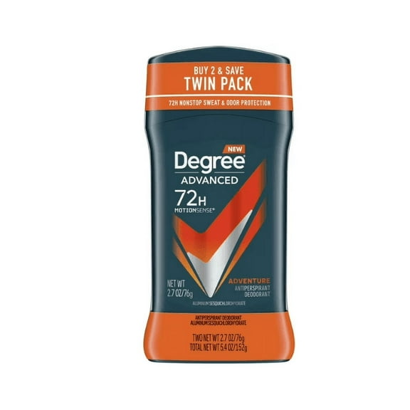Degree Advanced Long Lasting Antiperspirant Deodorant Stick Twin Pack, Adventure, 2.7 oz