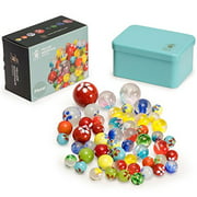 Yellow Mountain Imports Collector's Series Assorted Marbles Set in Tin Box Floral