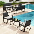 thumbnail image 2 of Asofer 8-PCS Patio Furniture Set, Outdoor Rattan Wicker Rocking Chair with Coffee Table for Backyard, Poolside, Porch, 2 of 6